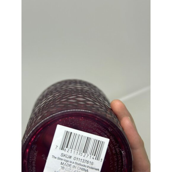 NEW Starbucks Holiday Edition Ruby Red Textured Tumbler Straw 16 oz Cold Cup - Picture 4 of 6